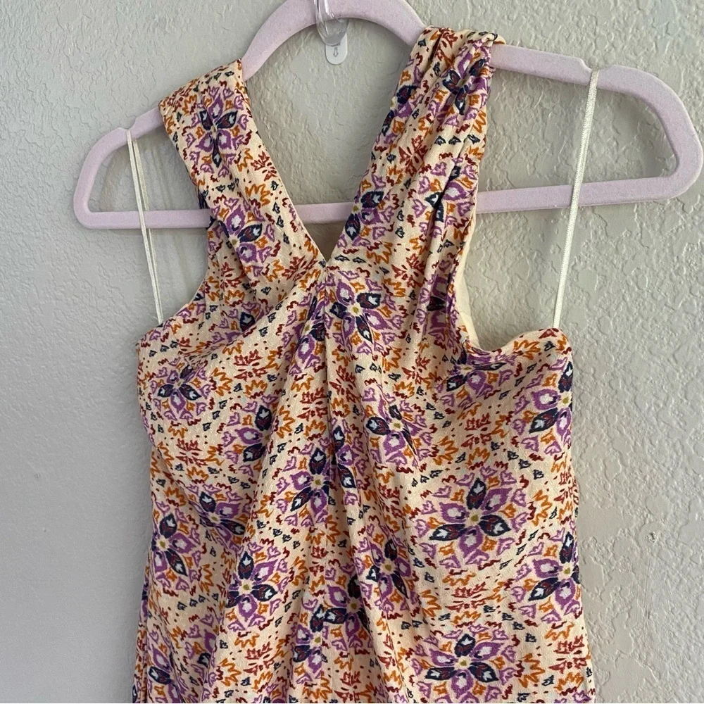 Free People Floral Isla Halter Open Back Mini Dress
